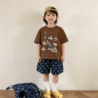 Trendy Clothes 2 3 4 5 6 7Years Old Child T-shirt Cartoon Printed Tees Crewneck Pullovers Summer Boys Girls Short-sleeved Tops