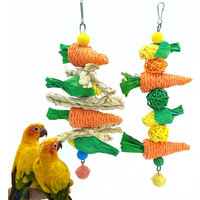 Pet Parrot Chewing Teething Toys Hamster Rabbit Hand-woven Straw Rope Carrot Corn Rattan Ball Toys Bird Cage Hanging Accessories