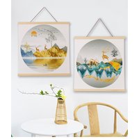 Wooden Magnet Canvas Artwork Print Dowel Poster Hangers Frames Hanging Kit Wooden Frame Hanger for Photo Picutre Canvas Artwork