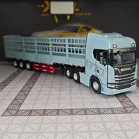 1:50 Simulated all alloy sliding Scania high rail transport vehicle model with doors that can be opened to tow heavy trucks