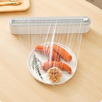 New 2-in-1 Plastic Wrap & Foil Dispenser with Slide Cutter - Durable Kitchen Organizer with Suction Cup Base for Home Use