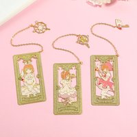 Anime Card Captor Sakura Bookmarks Gift Anime Fans Collection Cherry Metal Bookmarks for Book Lovers Stationery School Supplies