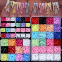 6/12/24 Grids 3D Acrylic Flower Nail Art Decorations Set Mixed Color Resin Flower Charms DIY Manicure Accessories for Nail Salon