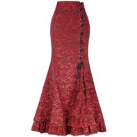 Vintage Gothic Long Skirts Women Punk Fish Tail Skirt New High Waisted Temperament Goth Skirt Festival Party Wear Woman Clothes