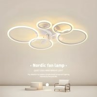 Modern Low Noise LED Ceiling Fan Chandelier White Low Floor Ceiling Fan Light Fixture Remote Control Bedroom Kitchen Home Decor