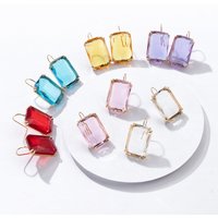 Square Multicolor Glass Crystal Drop Earrings fashion Geometric Transparent Earring for Women Exquisite Party Jewelry Gift