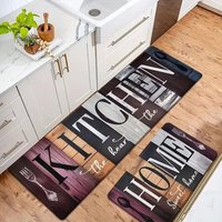 1/2p/3pcs Vintage Colorful Wood Grain Kitchen Decor Mats, Non-Slip Kitchen Rug Set, Machine Washable, Living Room, Home Decor