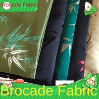 Brocade Fabric By The Meter for Clothes Hanfu Cheongsam Sewing Jacquard Bamboo Leaf Floral Printed Silky Drape Summer Thin Black