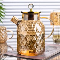 High Borosilicate Glass Water Pitcher - Amber Cold Beverage Jug, Large Capacity, Heat-Resistant for Tea & Home Use