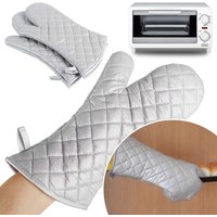 Professional Cotton Lining Oven Mitts 1 Pair Silver Oven Glove Extra Long Kitchen Gloves Cooking
