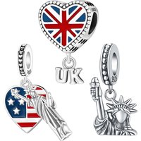 S925 Sterling Silver Charm Statue of Liberty American Flag Pendant DIY Jewelry Making Women Gifts