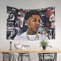 VIKAMA YoungBoy Never Broke Again Hip Hop Rapper Tapestry NBA Collage Wall Hanging Decor for Bedroom Dormitory