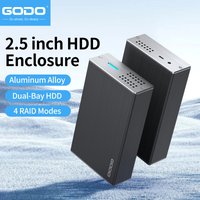GODO 2.5 Inch Dual Bay RAID Hard Drive Enclosure All Aluminum Alloy Material USB3.0 to 2.5"SATA I/II/III HDDs SSDs RAID External