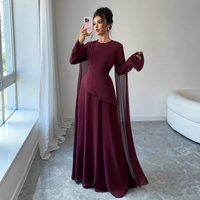 Fashionable Women's Wedding Dress Evening Party Gown Long Sleeve mid Waist Midi Dress for Date Dinner Party Celebration