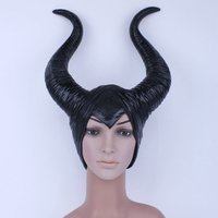 trendy Genuine latex maleficent horns adult women halloween party costume jolie cosplay headpiece hat -Free shipping