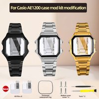 For Casio AE1200 case mod kit modification all metal case AE-1200/1300 bezel glass waterproof ring kit Solid stainless steel man