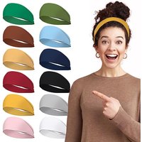 3/6PCS Sports Headbands for Women Men Non-slip Elastic Sweatband Yoga Running Workout Hairband Turban Solid Color Soft Fabric Gy