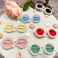17cm Labubu Doll Sunglasses - Kawaii Pearl Rim Plastic Glasses, Casual Eyewear for Dolls, Cute Miniature Accessories (No Doll)