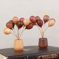Handmade Wooden Balloon Decor,Multicolor Wood Balloon Ornament with Vase Base,Creative Desktop Figurine for Home&Office Decor
