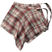 Y5GC Plaids Skorts Skirts High Waist Tie Front Pleated Skirt Asymmetrical Mini Skirt
