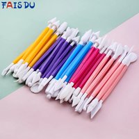 FAIS DU 8Pcs/Set Fondant Cake Decoration Styling Tools Pattern Carving Sugar Flipping Tools Craft Styling Baking Accessories Set