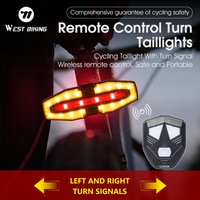 WEST BIKING Wireless Remote Control Bike Tail Light with Turn Signal Type-C Rechargeable Rainproof LED Bicycle Warning Rear Ligh