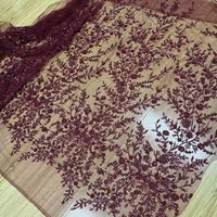 Embroidered lace fabric with beads and sequins for wedding dresses party dresses
