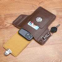 Men Belt Cellphone Loop Holster Case Waist Bag Male PU Leather Purse Phone Wallet Vintage Belt Mobile Phone Protective Sheath