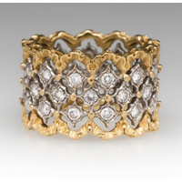 Luxurious Hollow Wide-Face Artificial Zirconia Embedded Elegant Women's Ring Copper Material