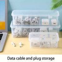 5 Grid Durable Plastic Cable Organizer Storage Box for Daily Office Supplies Mobile Device Management