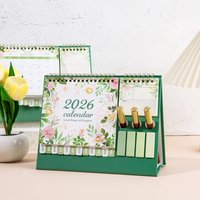 2026 Flower Desk Calendar With Stickers & Pen Holder Multifunctional Monthly Daily Planner For Home Office School Organization