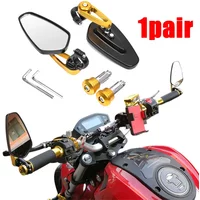 Universal 1 Pair 7/8" 22mm Motorcycle Aluminum Rear View Black Handle Bar End Side Rearview Mirrors Motorcycle Accessories