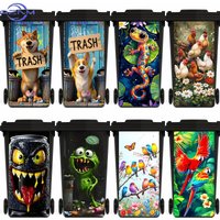 Cartoon Cute Funny Animals Bird Trash Can Sticker Peel & Stick Waterproof Removable Home Decor PVC Garbage Art Mural Wall Deca