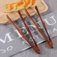 Durable Wooden Kitchen Tongs Anti-slip Handle Food Tongs Salad Bacon Steak Bread Clips Cake Clip Food BBQ Tool