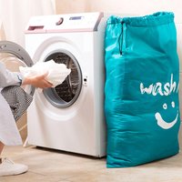 1 PC Smile Shape Nylon Laundry Bag Wash Me Travel Storage Pouch Machine Washable Dirty Clothes Organizer Wash Drawstring Bag