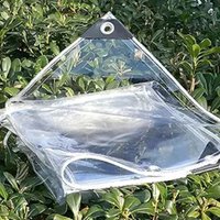 Przezroczysta, wodoodporna i wiatroodporna plandeka z PVC, idealna do użytku na zewnątrz, z otworami o rozstawie 50 cm, przeznaczona do ogrodów i na balkony. Przezroczysta, wodoodporna tkanina,