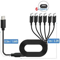 6 in 1 USB C PD Splitter Cable Multi USB C to Type C Male Charger Cord for iPhone 15 Pro / Android Phone Tablet Switch and More