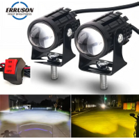Erruson 1PCS/2PCS Super Bright Motorcycle LED Explorers Headlight Projector Fisheye Lens LED Moto Fog Auxiliary Motorcycle Headl