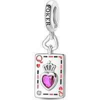925 Sterling Silver Poker Hearts Q Charms Pendant For Women Fit Original Bracelet DIY Birthday Party Jewelry Gifts