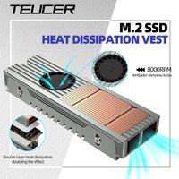 Teucer M.2 NVME SSD Heat Sink Copper and Aluminum Structure with Quiet Fan Active Cooling 2280 Solid State Drive Cooler