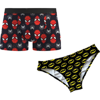 2026 New Summer Spider&Batman Couple Matching Underwear Cartoon Car Print Men Boxer Briefs Women Triangle Panties Kid Set