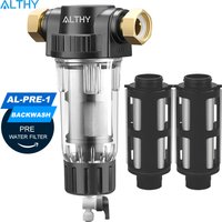 ALTHY Vorfilter Ganzes Haus Spin Down Sediment Wasserfilter Zentraler Vorfilter Reinigungssystem Rückspülung Edelstahlgewebe
