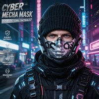 JAUPTO Tactical Streetwear Half Face Mask Cyberpunk Mecha Style Lightweight Breathable Cosplay Accessory