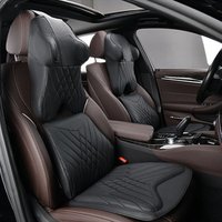 Car Leather Headrest Lumbar Support Memory Foam Car Rest Neck Pillow Back Cushion Seat Waist Supports Car Interior Accessories