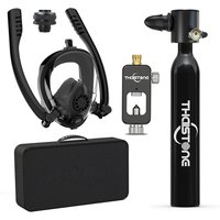 0.5L Portable Mini Scuba Tank , Double Tube Snorkel Mask Lanyard Complete Diving Kit with Spare Air Cylinder