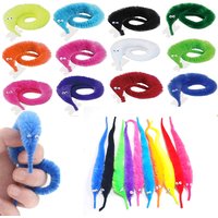 12 Colors Fuzzy Worm Magic Props for Children Kids Beginners Wiggly Twisty Worm with Invisible String Party Favors Trick Toys