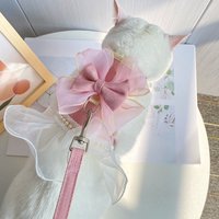 Cute Princess Style Cat Harness Leash Adjustable Nylon Pet Chest Strap with Bowknot Breathable Dog Traction Rope Party