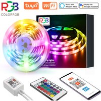 Bande lumineuse LED WiFi Tuya, bande lumineuse LED intelligente Compatible avec Alexa et Google Home, application, télécommande et synchronisation musicale contrôlée par la voix