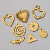 5pcs/Lot French Stainless Steel Hollow Heart DIY Charms Women Tooth Foot Necklace Pendants Star Sun Flower Jewelry Wholesale