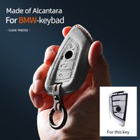 Alcantara Car Key Case Cover For BMW X1 X3 X5 1 2 3 5 7 Series F15 F16 F20 F22 F30 F32 G30 Keychain Accessories
